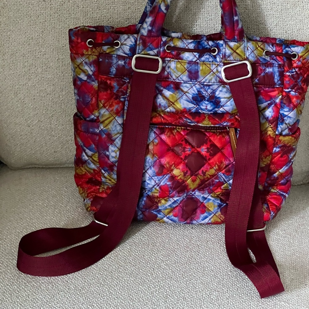 MZ Wallace Red and Blue Quilted Backpack - Picture 9 of 12